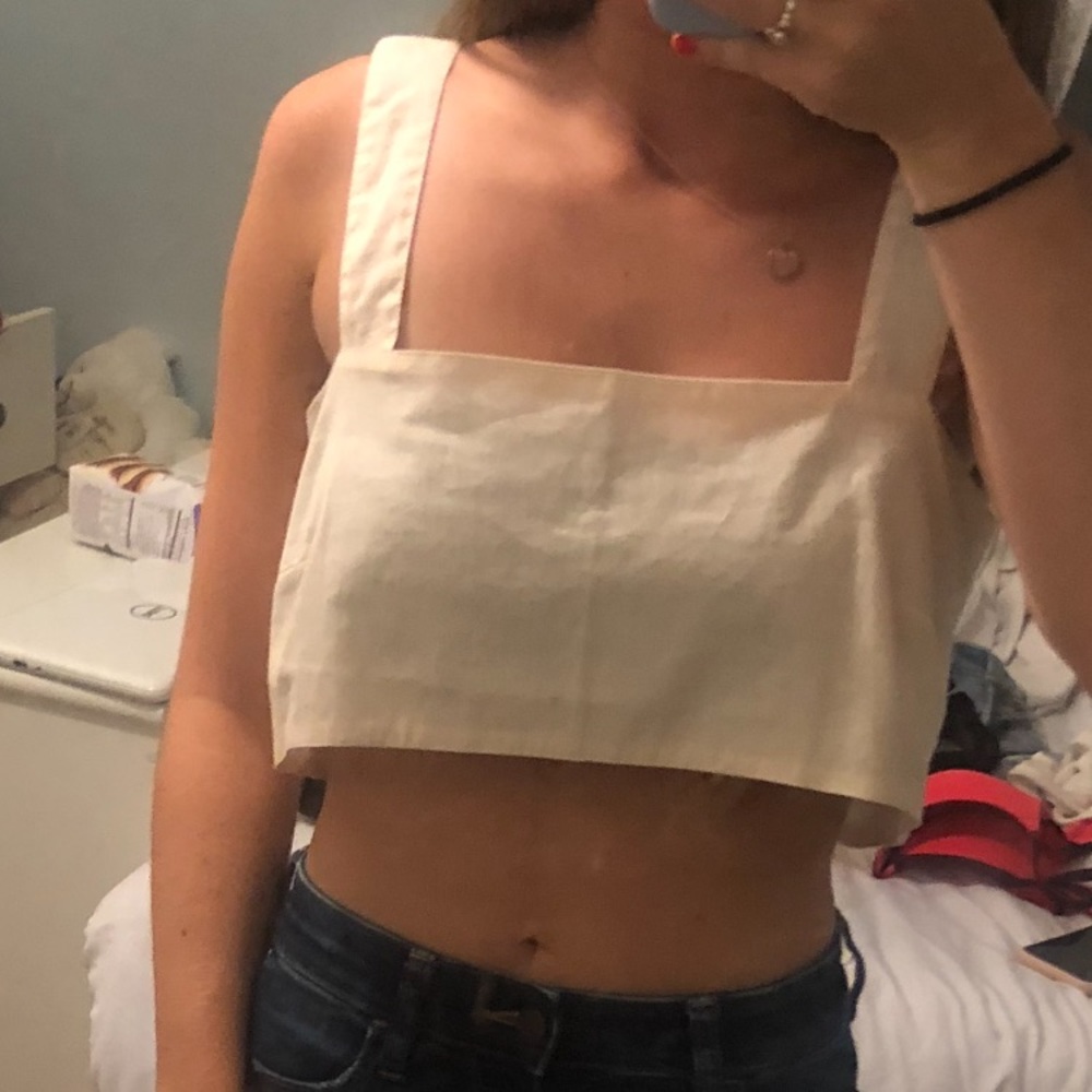 Urban outfitters cream colored boxy crop top